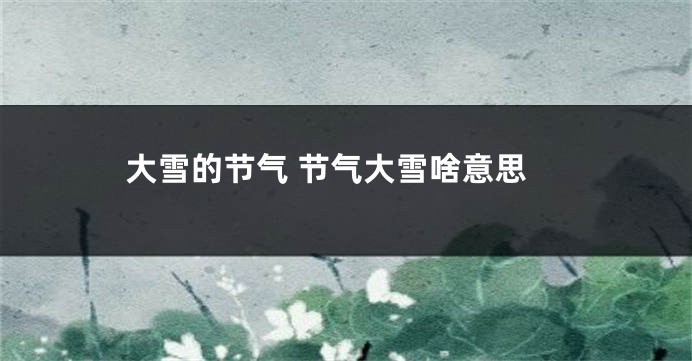 大雪的节气 节气大雪啥意思