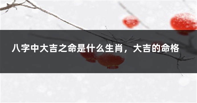 八字中大吉之命是什么生肖，大吉的命格