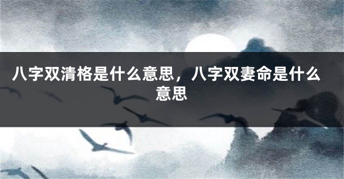 八字双清格是什么意思，八字双妻命是什么意思