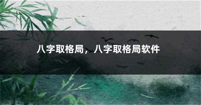 八字取格局，八字取格局软件