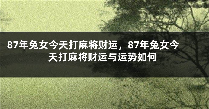 87年兔女今天打麻将财运，87年兔女今天打麻将财运与运势如何