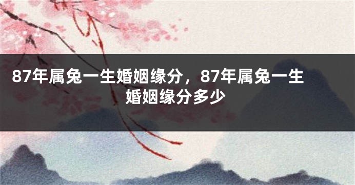 87年属兔一生婚姻缘分，87年属兔一生婚姻缘分多少