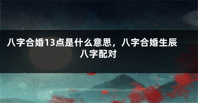 八字合婚13点是什么意思，八字合婚生辰八字配对