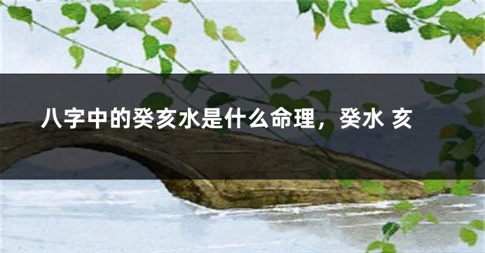 八字中的癸亥水是什么命理，癸水 亥
