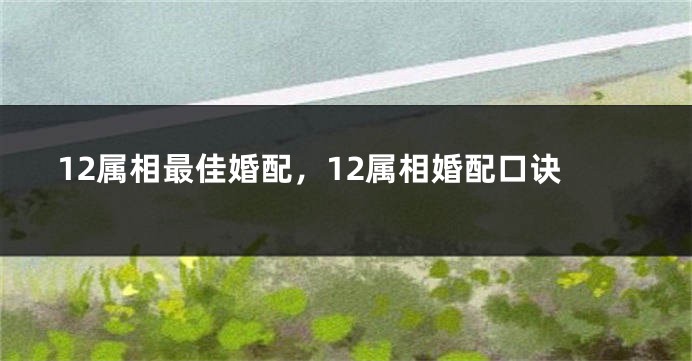 12属相最佳婚配，12属相婚配口诀