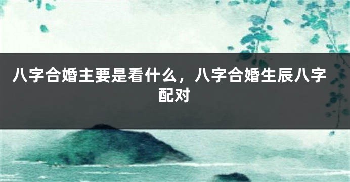 八字合婚主要是看什么，八字合婚生辰八字配对