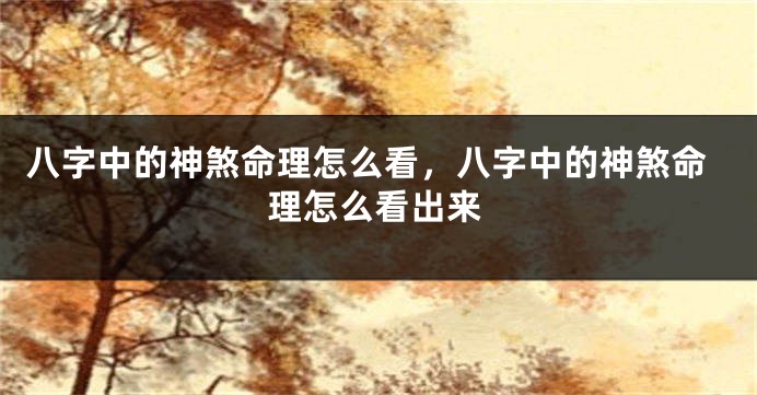 八字中的神煞命理怎么看，八字中的神煞命理怎么看出来