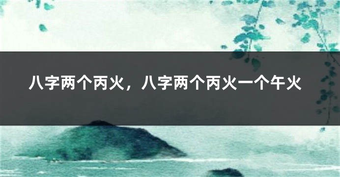 八字两个丙火，八字两个丙火一个午火
