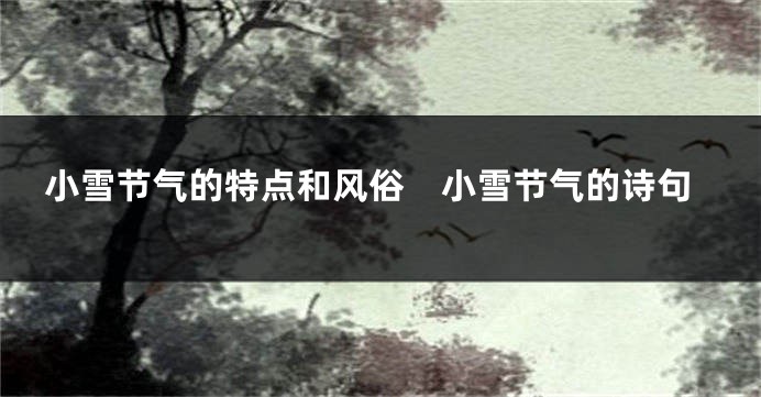 小雪节气的特点和风俗　小雪节气的诗句