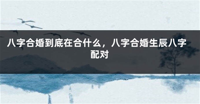 八字合婚到底在合什么，八字合婚生辰八字配对