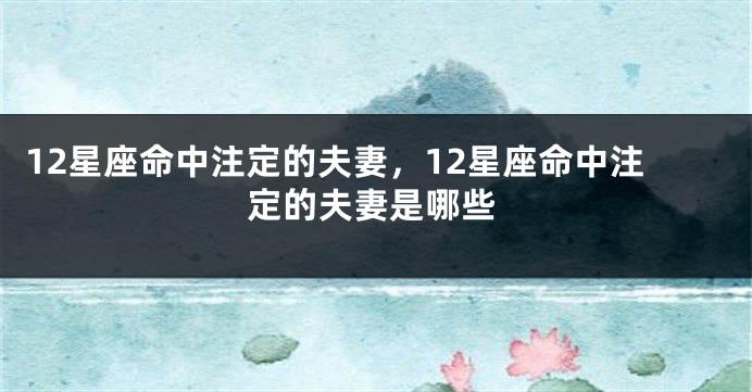 12星座命中注定的夫妻，12星座命中注定的夫妻是哪些