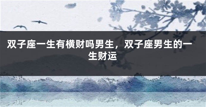 双子座一生有横财吗男生，双子座男生的一生财运