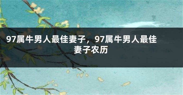 97属牛男人最佳妻子，97属牛男人最佳妻子农历