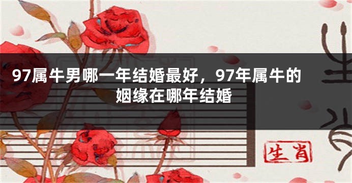 97属牛男哪一年结婚最好，97年属牛的姻缘在哪年结婚