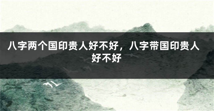 八字两个国印贵人好不好，八字带国印贵人好不好