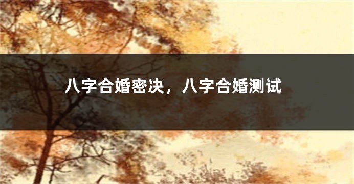 八字合婚密决，八字合婚测试