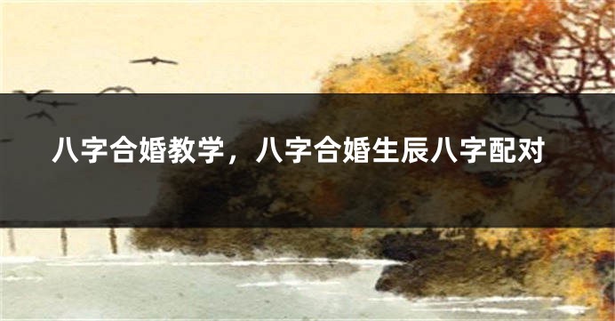 八字合婚教学，八字合婚生辰八字配对