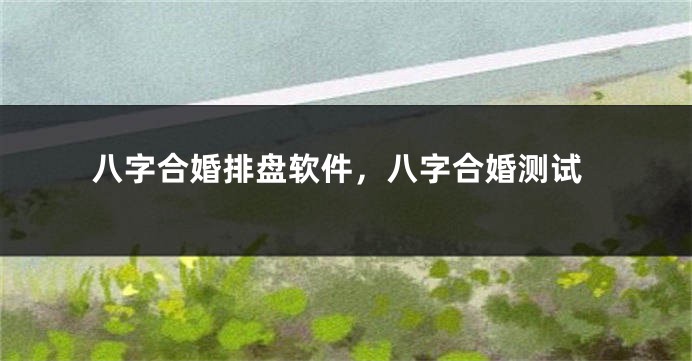 八字合婚排盘软件，八字合婚测试