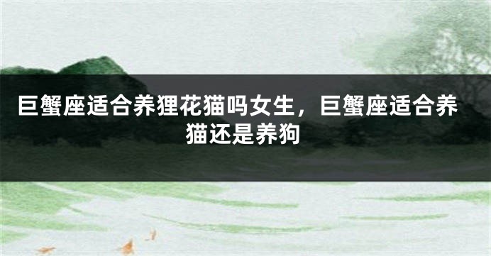 巨蟹座适合养狸花猫吗女生，巨蟹座适合养猫还是养狗