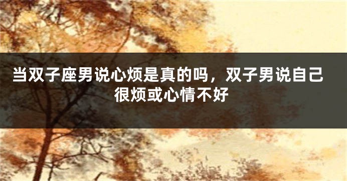 当双子座男说心烦是真的吗，双子男说自己很烦或心情不好