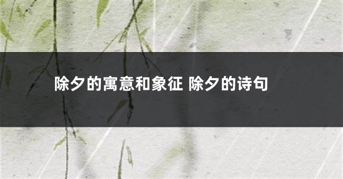 除夕的寓意和象征 除夕的诗句