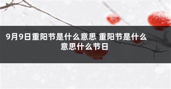 9月9日重阳节是什么意思 重阳节是什么意思什么节日