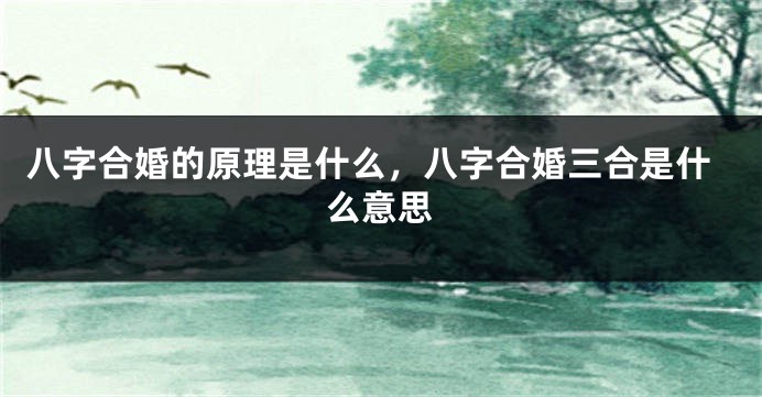 八字合婚的原理是什么，八字合婚三合是什么意思