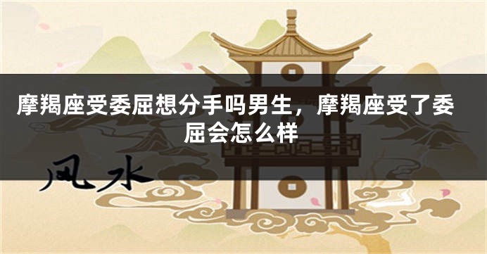 摩羯座受委屈想分手吗男生，摩羯座受了委屈会怎么样