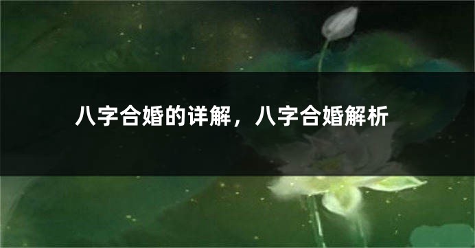 八字合婚的详解,八字合婚解析