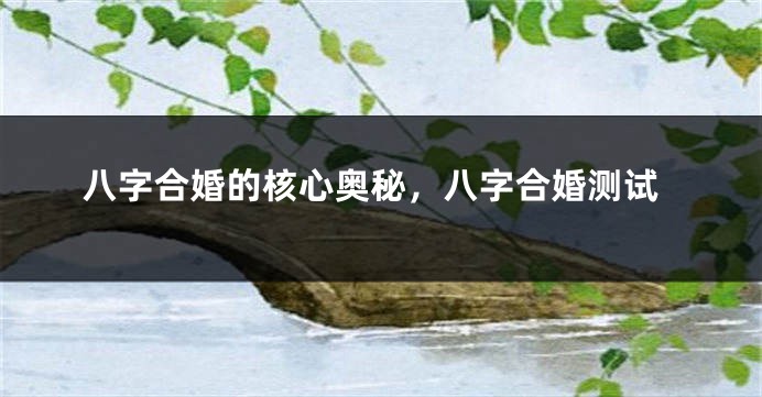 八字合婚的核心奥秘，八字合婚测试