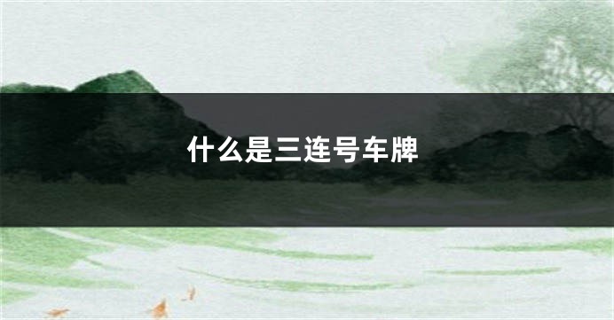 什么是三连号车牌