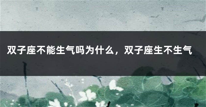 双子座不能生气吗为什么，双子座生不生气