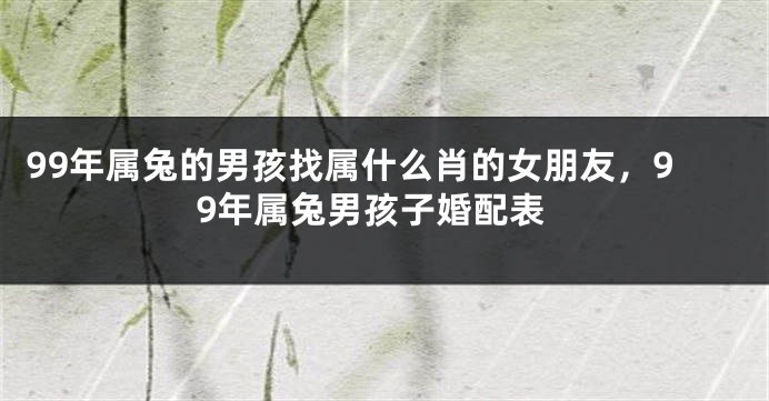 99年属兔的男孩找属什么肖的女朋友，99年属兔男孩子婚配表
