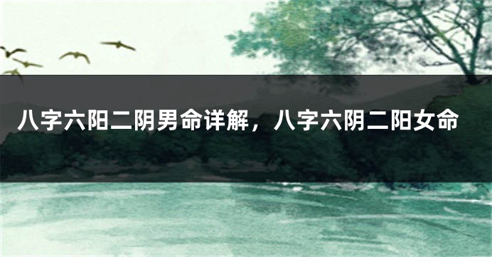 八字六阳二阴男命详解,八字六阴二阳女命