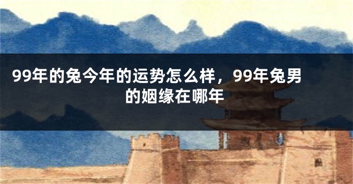 99年的兔今年的运势怎么样，99年兔男的姻缘在哪年
