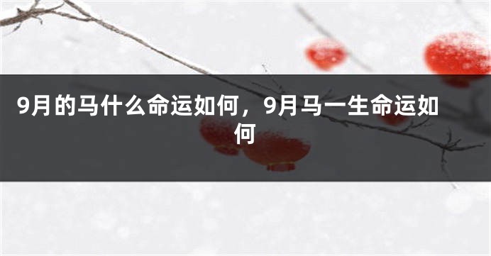 9月的马什么命运如何，9月马一生命运如何