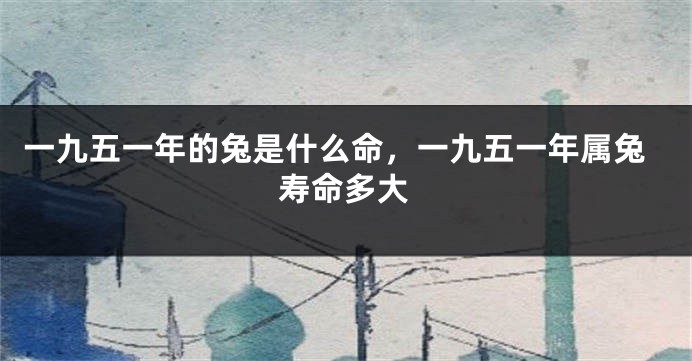一九五一年的兔是什么命，一九五一年属兔寿命多大