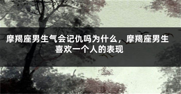 摩羯座男生气会记仇吗为什么，摩羯座男生喜欢一个人的表现