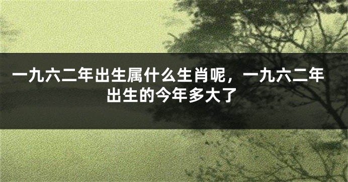 一九六二年出生属什么生肖呢，一九六二年出生的今年多大了