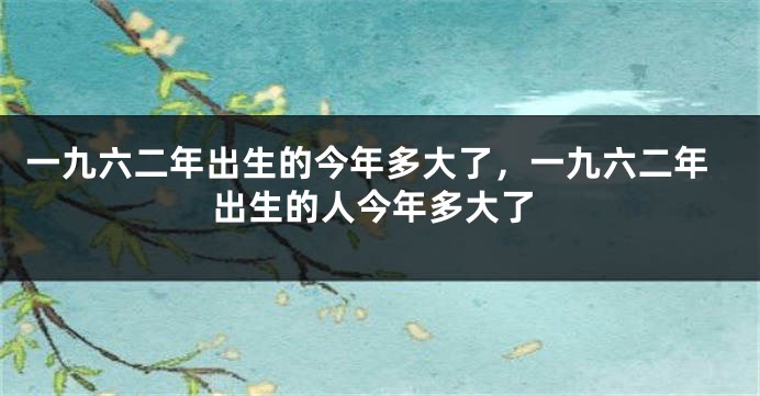 一九六二年出生的今年多大了，一九六二年出生的人今年多大了