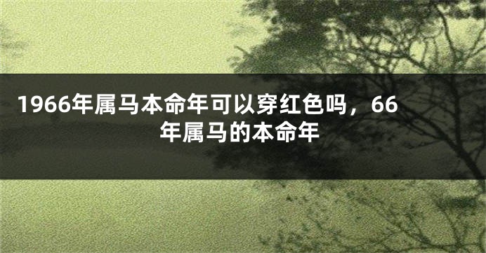 1966年属马本命年可以穿红色吗，66年属马的本命年