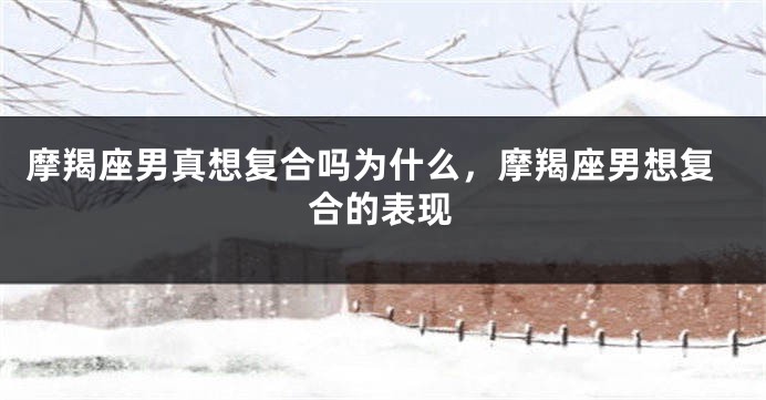 摩羯座男真想复合吗为什么，摩羯座男想复合的表现