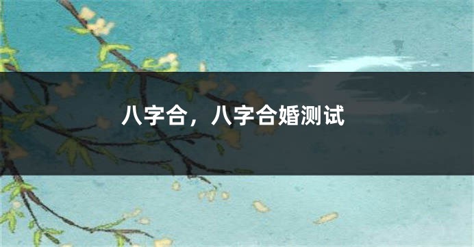 八字合，八字合婚测试
