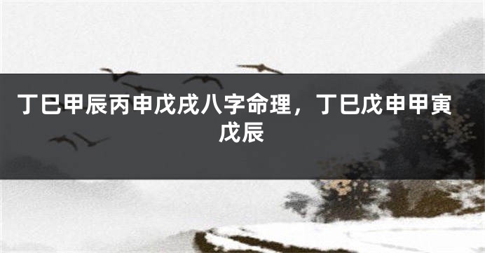 丁巳甲辰丙申戊戌八字命理，丁巳戊申甲寅戊辰