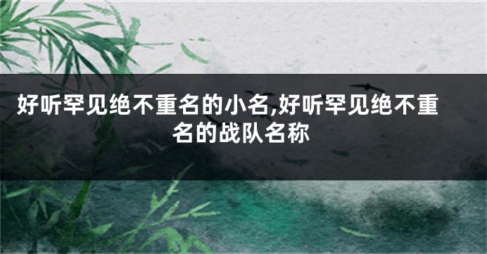 好听罕见绝不重名的小名,好听罕见绝不重名的战队名称