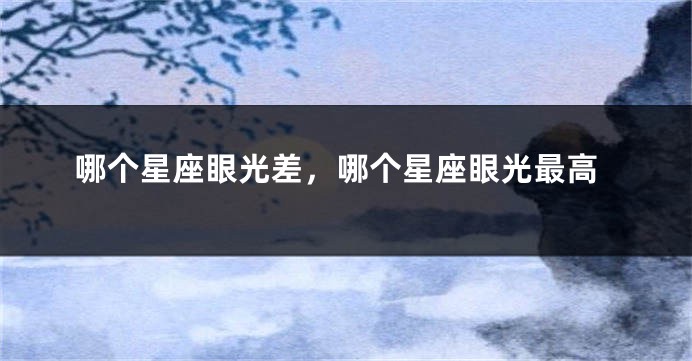 哪个星座眼光差，哪个星座眼光最高