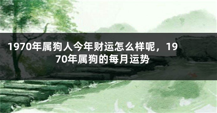 1970年属狗人今年财运怎么样呢，1970年属狗的每月运势