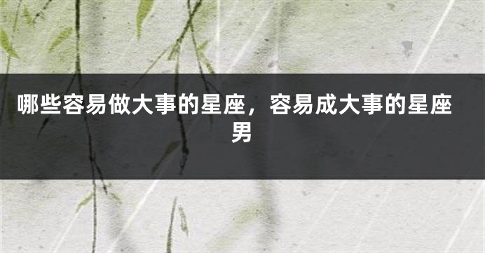 哪些容易做大事的星座，容易成大事的星座男