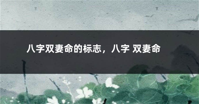 八字双妻命的标志，八字 双妻命