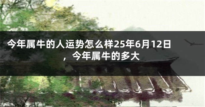 今年属牛的人运势怎么样25年6月12日，今年属牛的多大